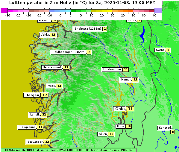 Temperatur, 8. 11. 2025