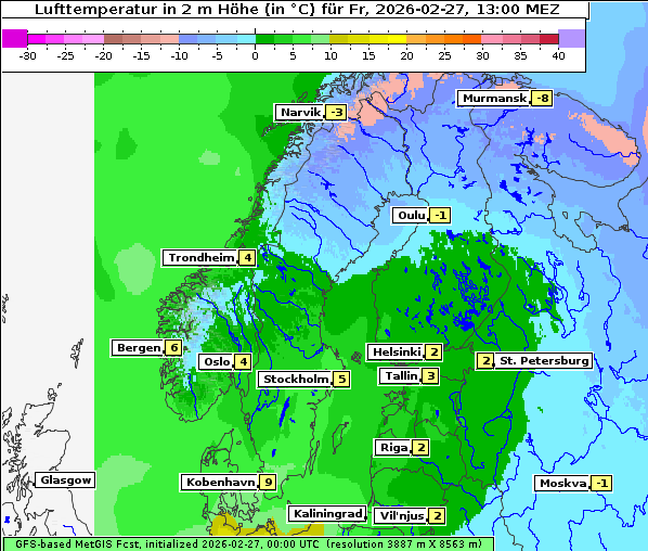 Temperatur, 27. 2. 2026