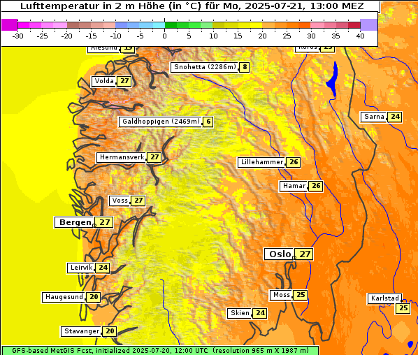 Temperatur, 21. 7. 2025