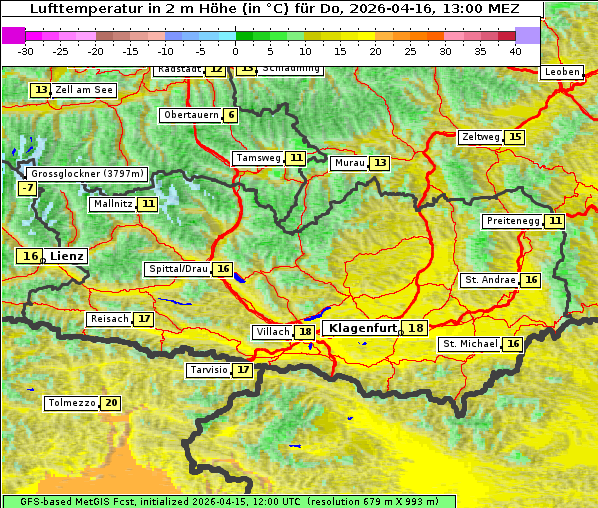 Temperatur, 16. 4. 2026