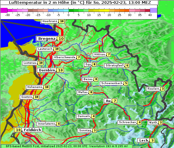 Temperatur, 23. 2. 2025