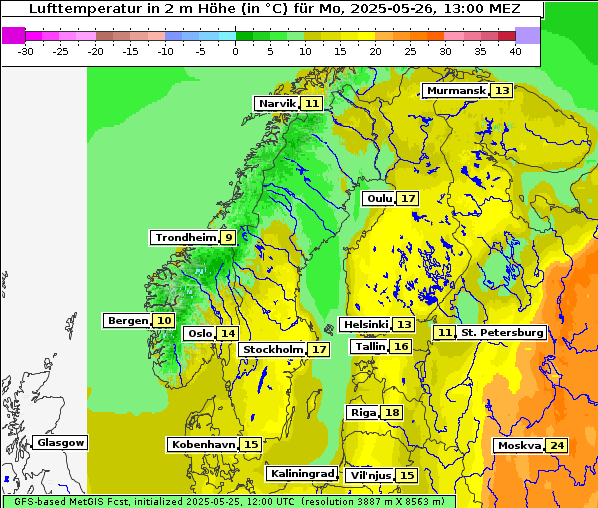 Temperatur, 26. 5. 2025