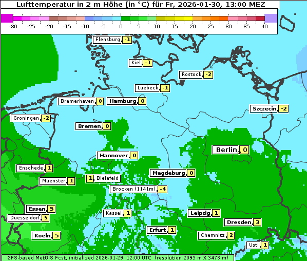 Temperatur, 30. 1. 2026