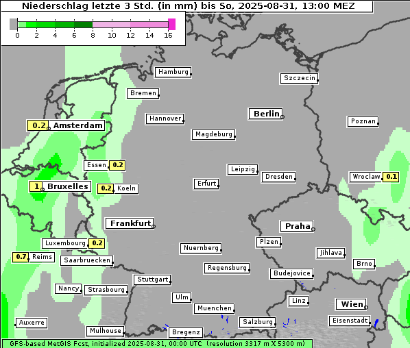 Niederschlag, 31. 8. 2025