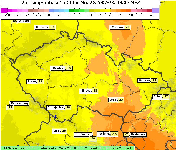 Temperatur, 28. 7. 2025