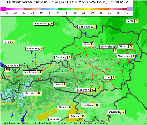 Temperatur, 15. 12. 2025