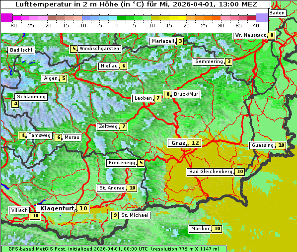 Temperatur, 1. 4. 2026