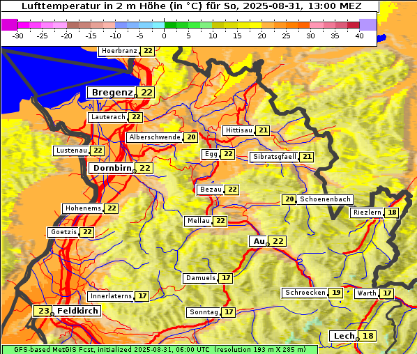 Temperatur, 31. 8. 2025