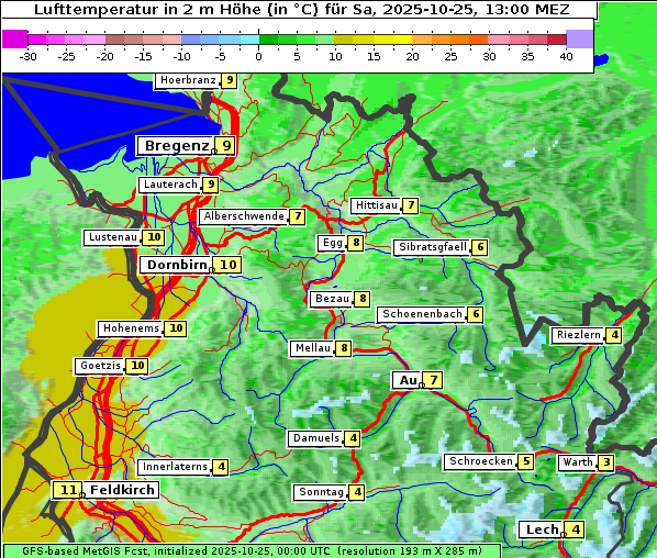 Temperatur, 25. 10. 2025