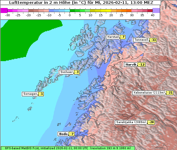 Temperatur, 11. 2. 2026