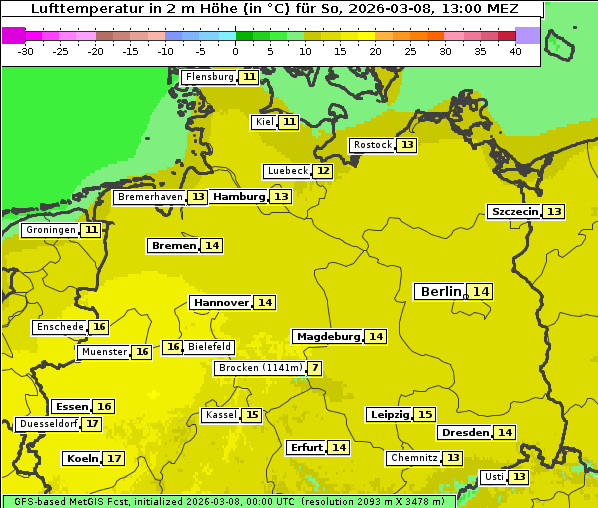 Temperatur, 8. 3. 2026
