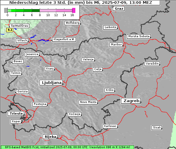 Niederschlag, 9. 7. 2025