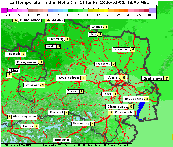 Temperatur, 6. 2. 2026