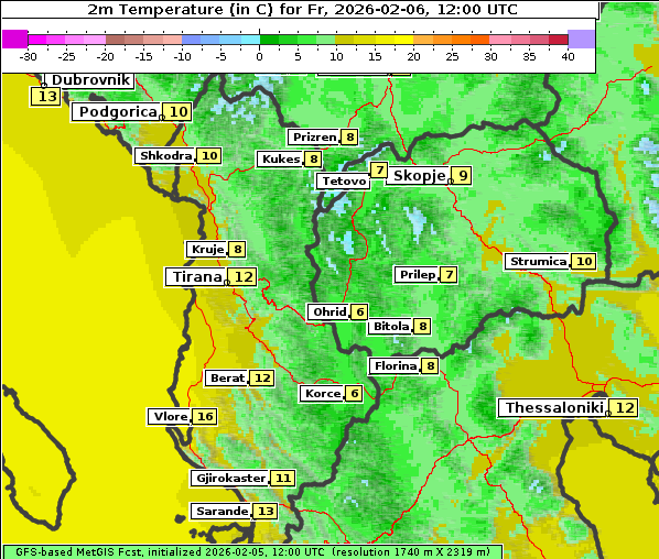 Temperatur, 6. 2. 2026
