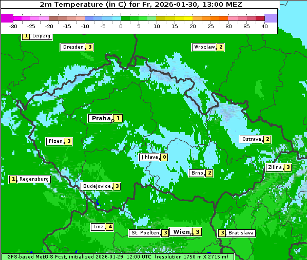 Temperatur, 30. 1. 2026