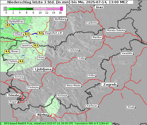 Niederschlag, 14. 7. 2025