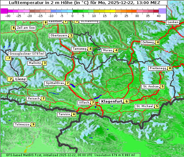 Temperatur, 22. 12. 2025