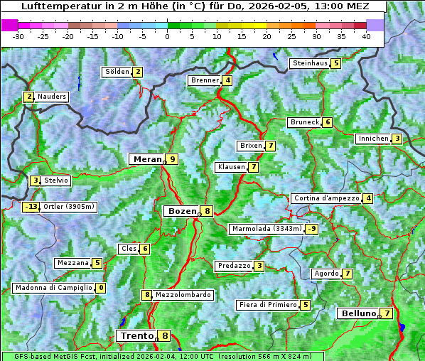 Temperatur, 5. 2. 2026