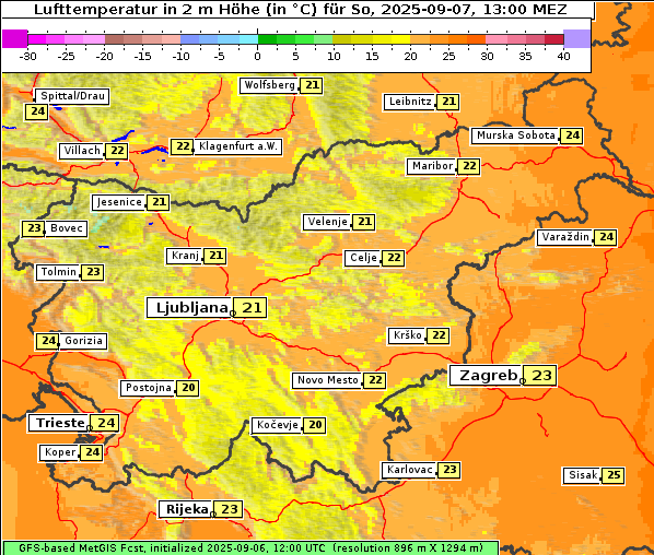 Temperatur, 7. 9. 2025