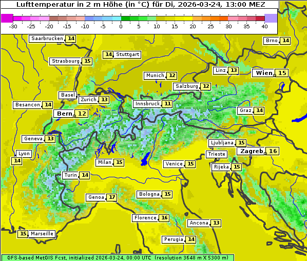 Temperatur, 24. 3. 2026