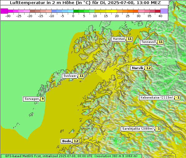 Temperatur, 8. 7. 2025