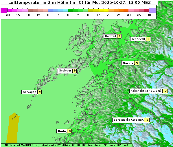 Temperatur, 27. 10. 2025