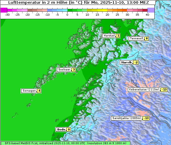 Temperatur, 10. 11. 2025