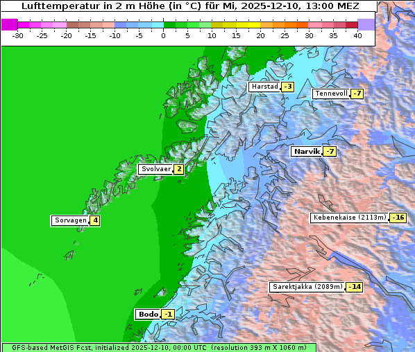 Temperatur, 10. 12. 2025