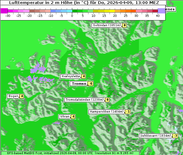 Temperatur, 9. 4. 2026
