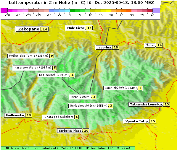 Temperatur, 18. 9. 2025