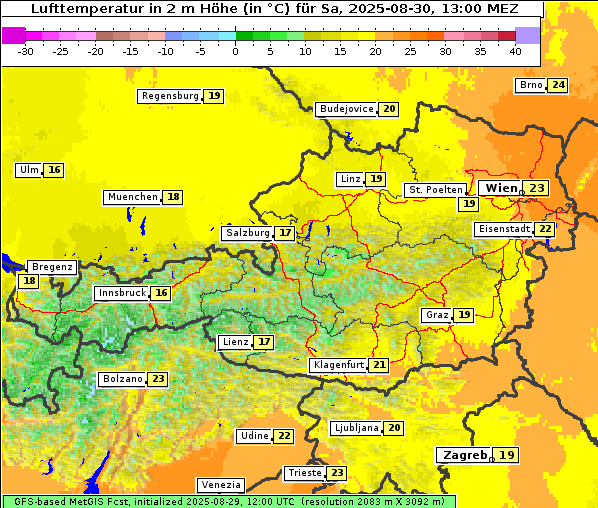 Temperatur, 30. 8. 2025
