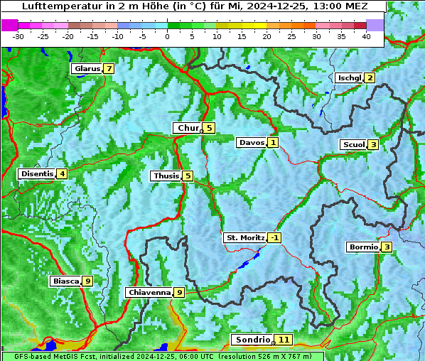 Temperatur, 25. 12. 2024