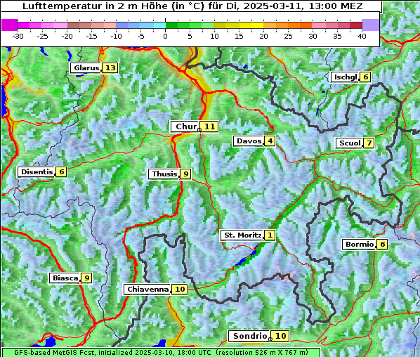 Temperatur, 11. 3. 2025