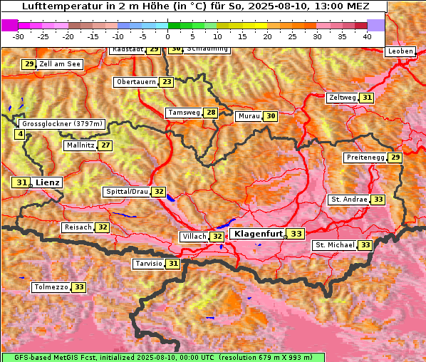 Temperatur, 10. 8. 2025