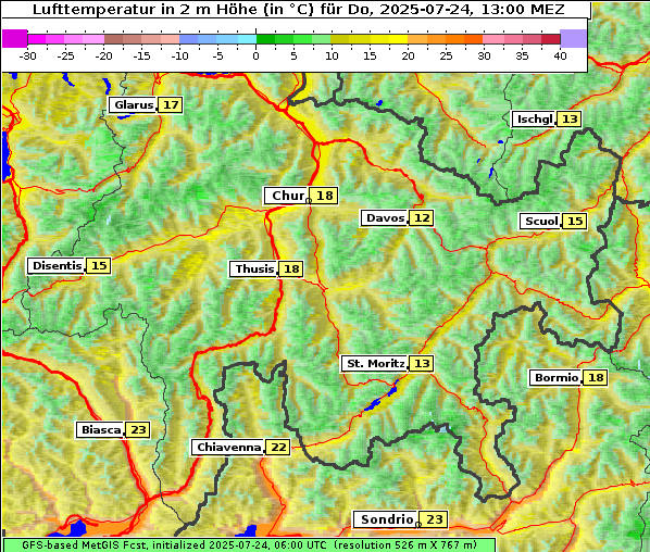 Temperatur, 24. 7. 2025