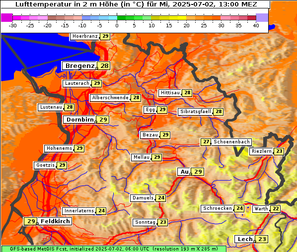 Temperatur, 2. 7. 2025