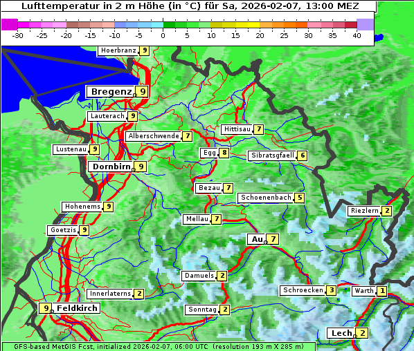 Temperatur, 7. 2. 2026