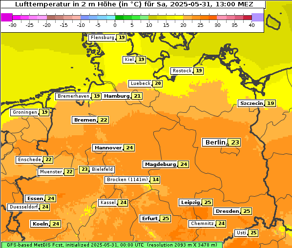 Temperatur, 31. 5. 2025