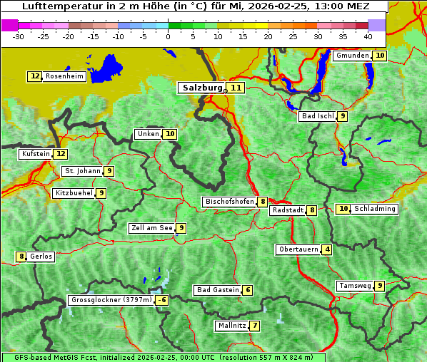 Temperatur, 25. 2. 2026