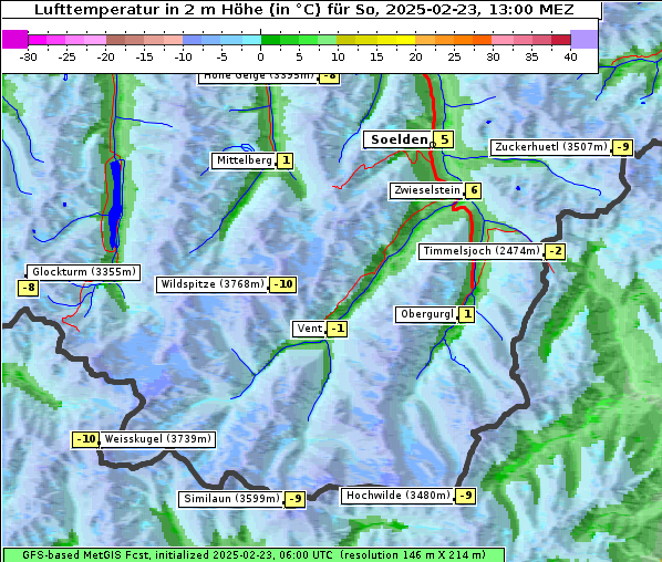 Temperatur, 23. 2. 2025