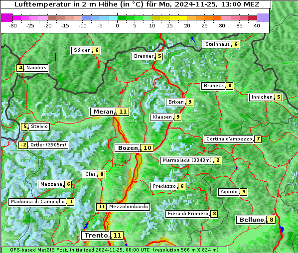 Temperatur, 25. 11. 2024