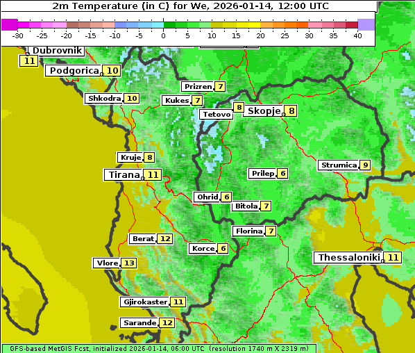 Temperatur, 14. 1. 2026