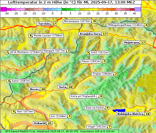 Temperatur, 17. 9. 2025