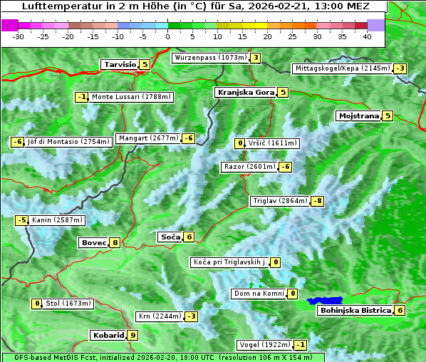 Temperatur, 21. 2. 2026