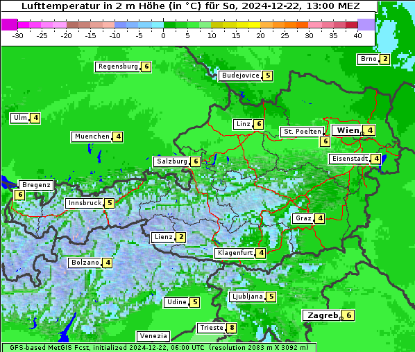 Temperatur, 22. 12. 2024