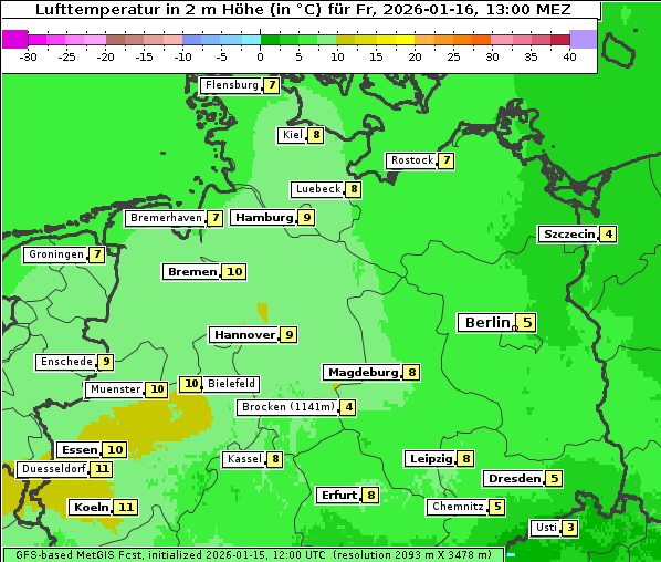 Temperatur, 16. 1. 2026