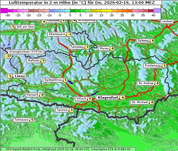Temperatur, 19. 2. 2026