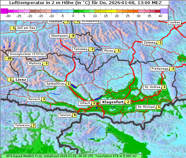 Temperatur, 8. 1. 2026