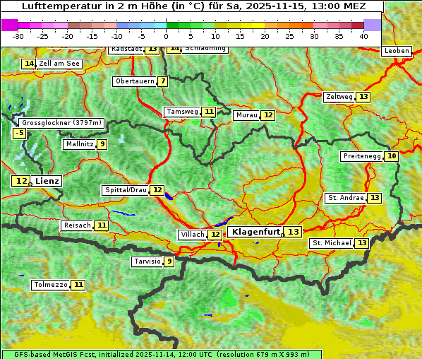 Temperatur, 15. 11. 2025