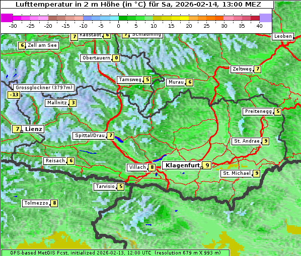 Temperatur, 14. 2. 2026